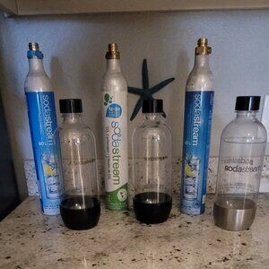 Three SodaStream Empty 60L CO2 Lightweight Aluminum Carbonator, 3 bottles